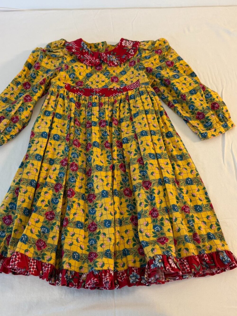 Vintage Mousefeathers Girls Floral Prairie Dress Cottagecore Ruffle 90s 4T